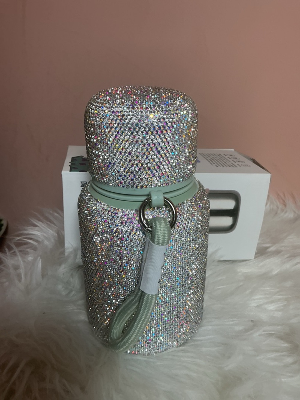 Sparkling Crystal Embellished Water Bottle with Black Logo - Picture 5 of 5